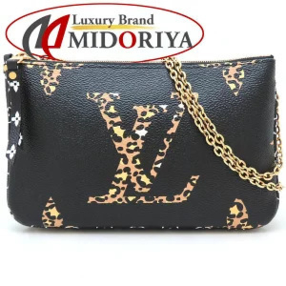 LOUIS VUITTON Monogram Jungle Pochette Double Zip Shoulder Bag Noir Black Brown